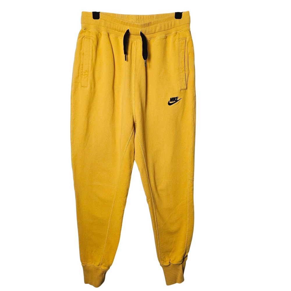 Nike Mens French Terry Jogger Pants S Tall Yellow Streetwear Athleisure Y2K